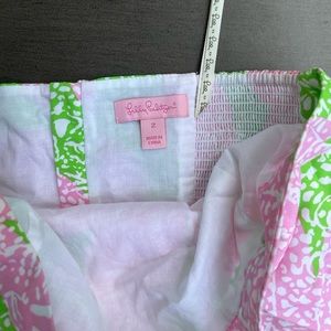 Lilly Pulitzer Peplum Strapless Pink and Green top